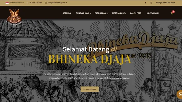 Tampilan website Bhineka Djaja Kopi Bali