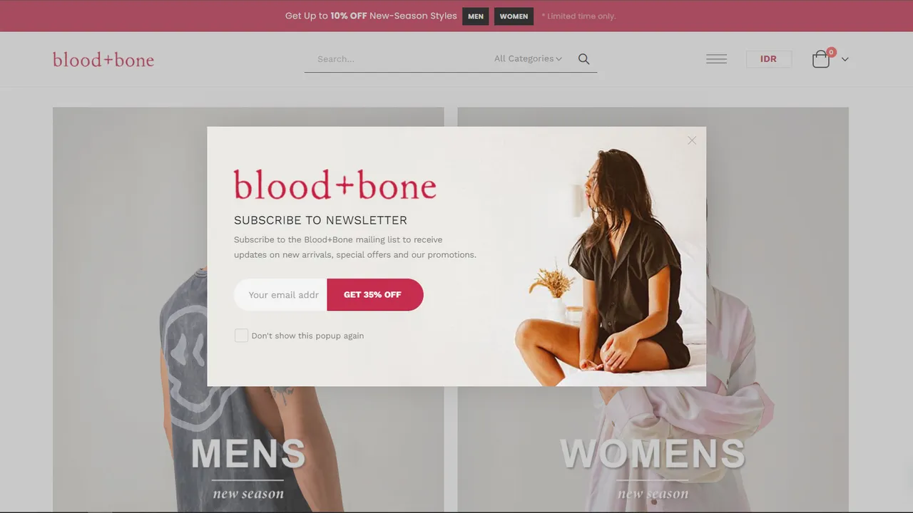 Tampilan website Blood + Bone