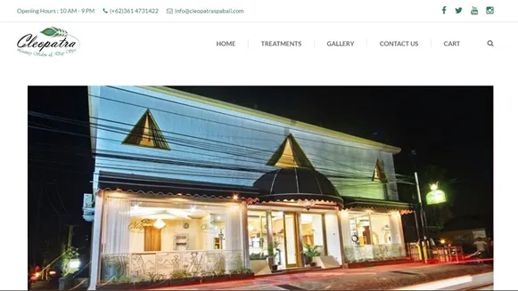 Tampilan website Cleopatra Spa Bali