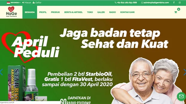 Tampilan website Hati Gembira Marketplace
