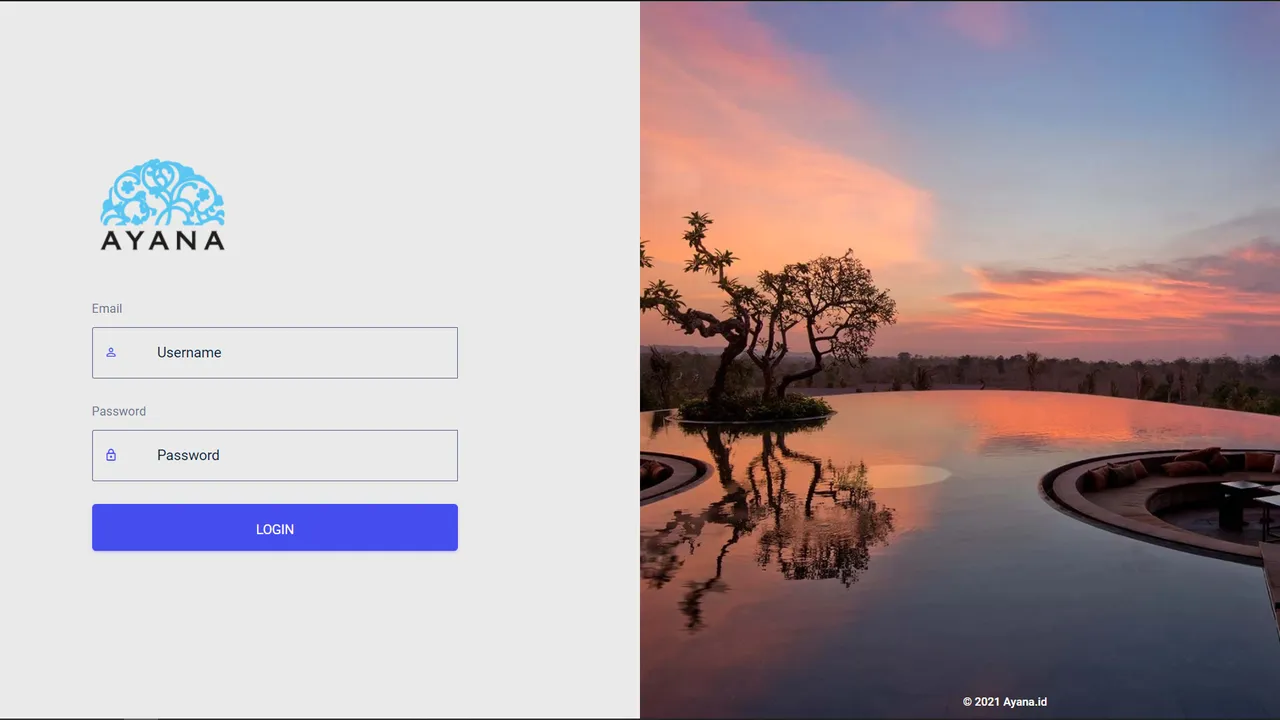 Tampilan website Intranet AYANA