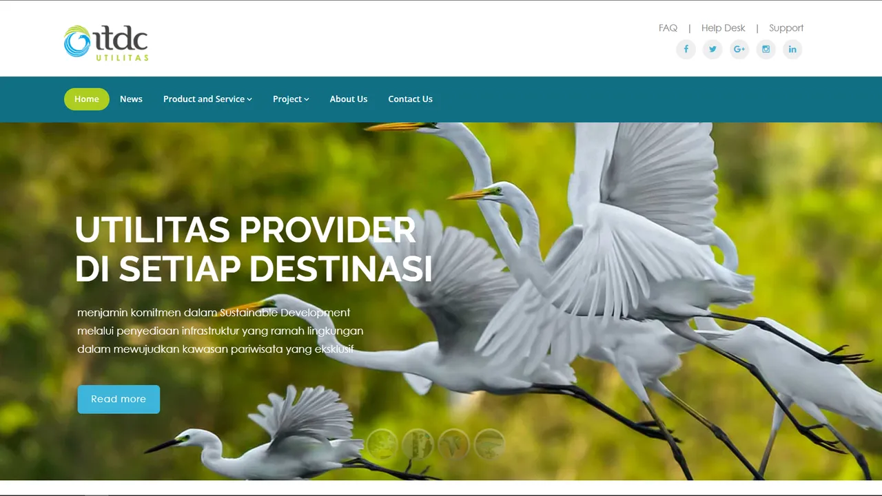 Tampilan website ITDC Utilitas