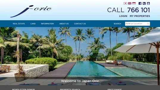 Tampilan website Japan Oric Property