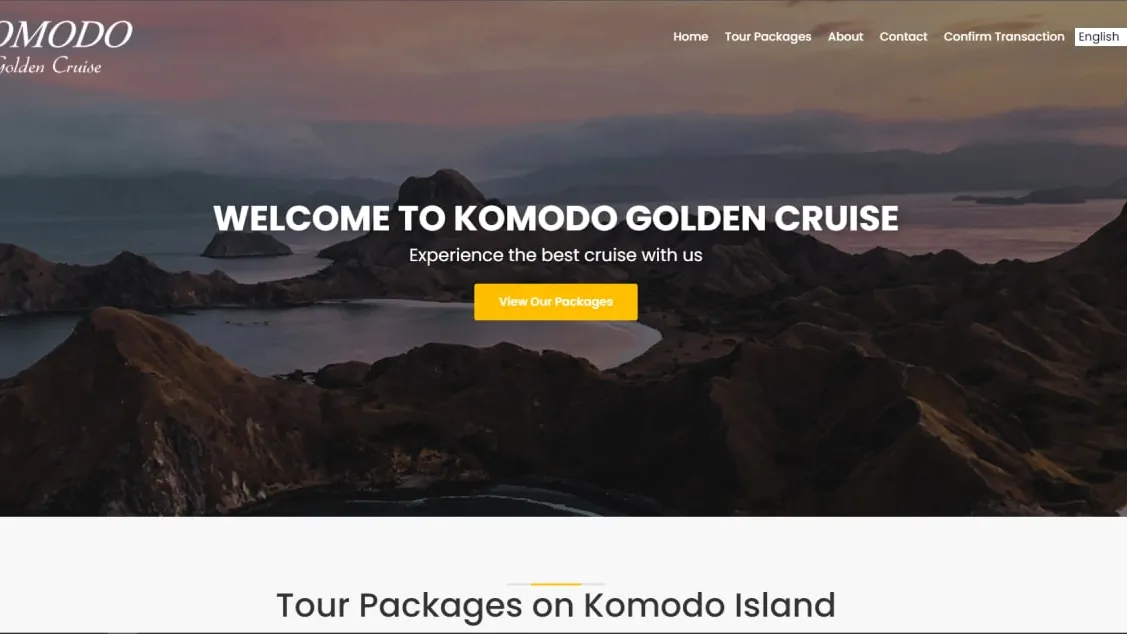Tampilan website Komodo Golden Cruise