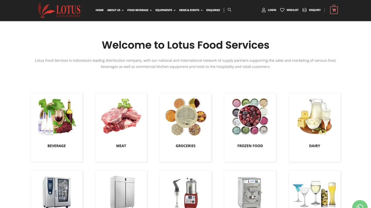 Lotus Food Services website screenshot