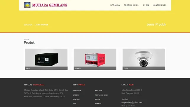 Tampilan website Mutiara Gemilang