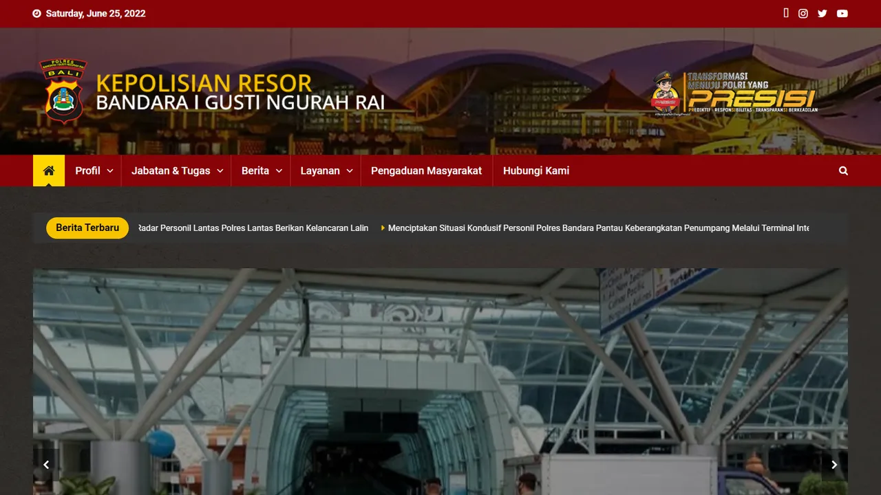 Tampilan website Polres Bandara I Gusti Ngurah Rai