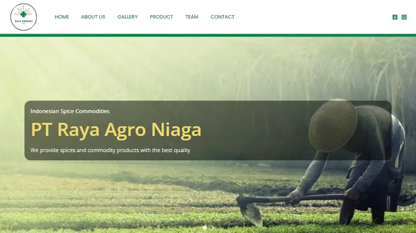 Tampilan website PT Raya Agro Niaga