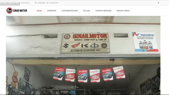 Tampilan website Sinar Motor