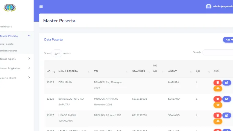 Tampilan website SPB Maritime Denpasar